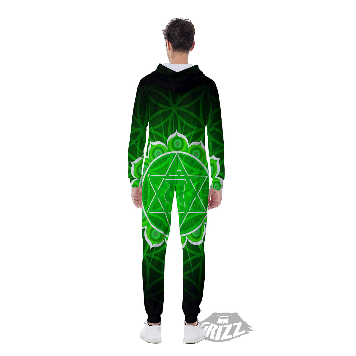 Spiritual Anahata Chakra Print Men's Jumpsuit-grizzshop