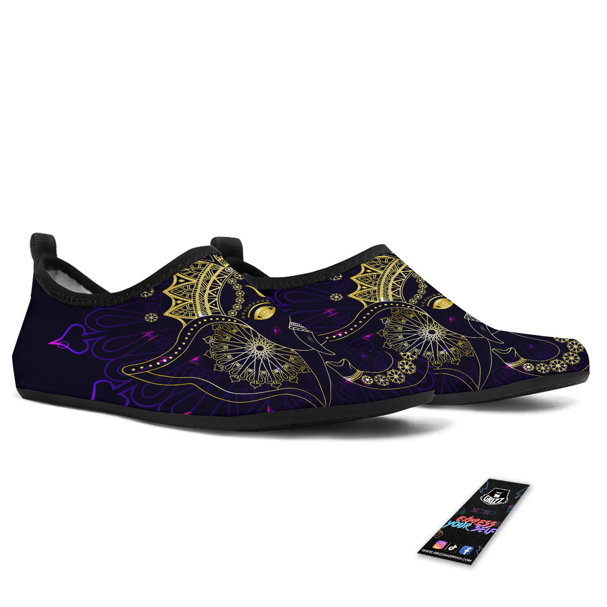 Spiritual Elephant Indian Tribal Print Water Shoes-grizzshop