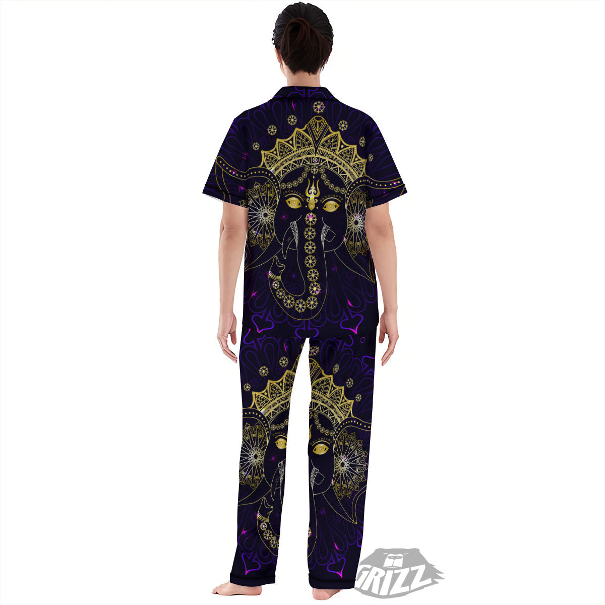 Spiritual Elephant Indian Tribal Print Women's Pajamas Set-grizzshop