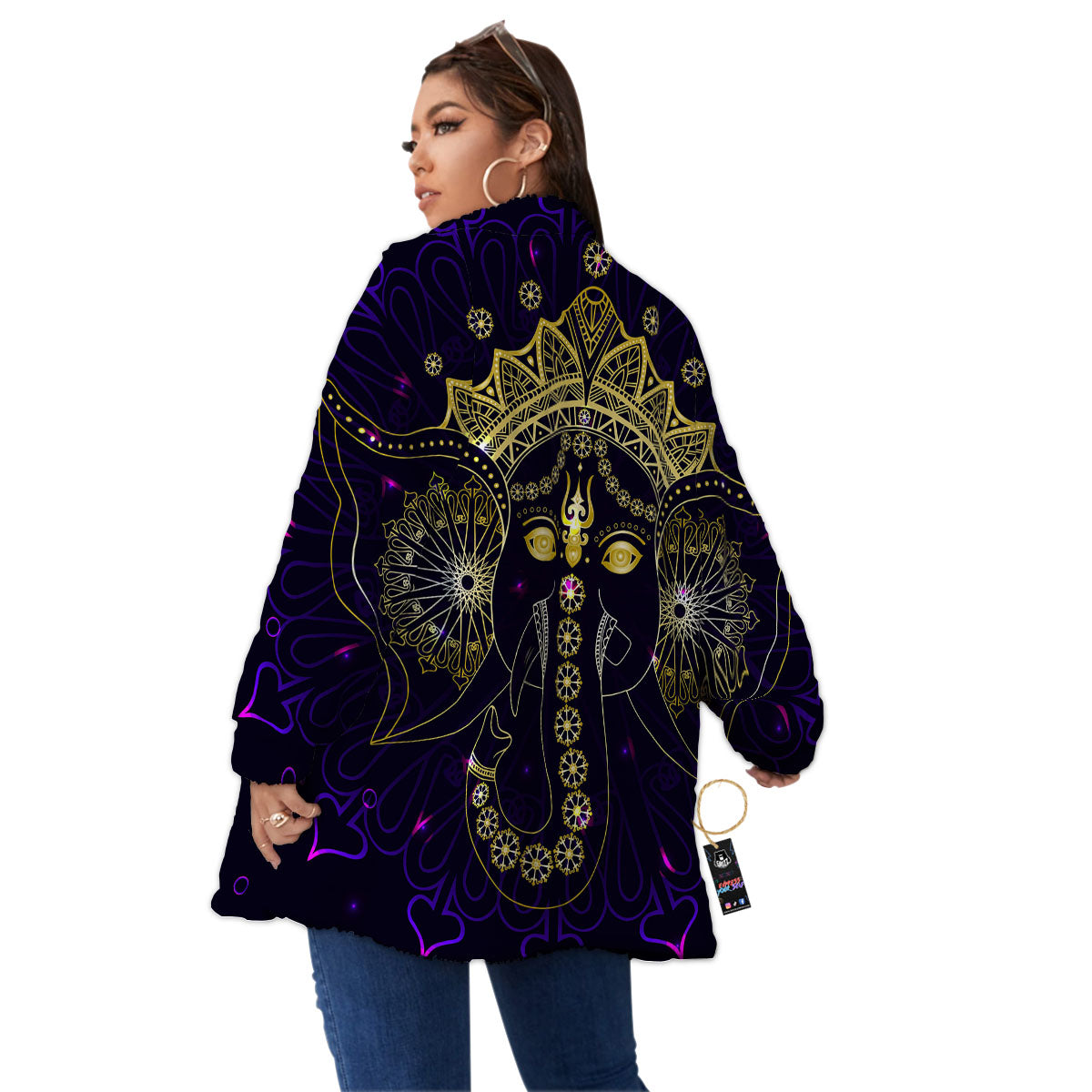 Spiritual Elephant Indian Tribal Print Women's Sherpa Jacket-grizzshop