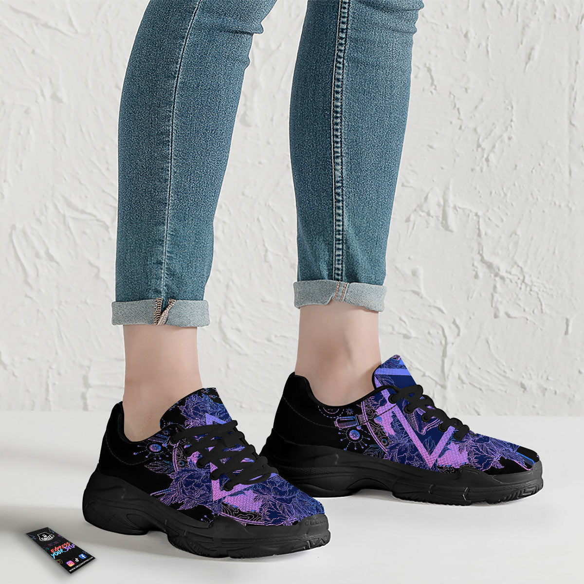 Spiritual Eye Of Providence Print Black Chunky Shoes-grizzshop