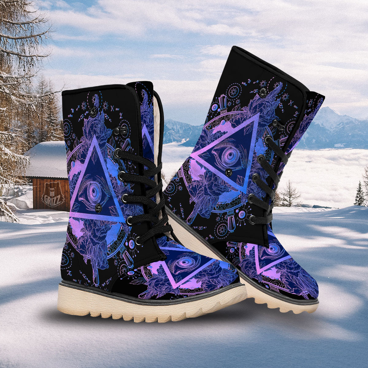 Spiritual Eye Of Providence Print Snow Boots-grizzshop