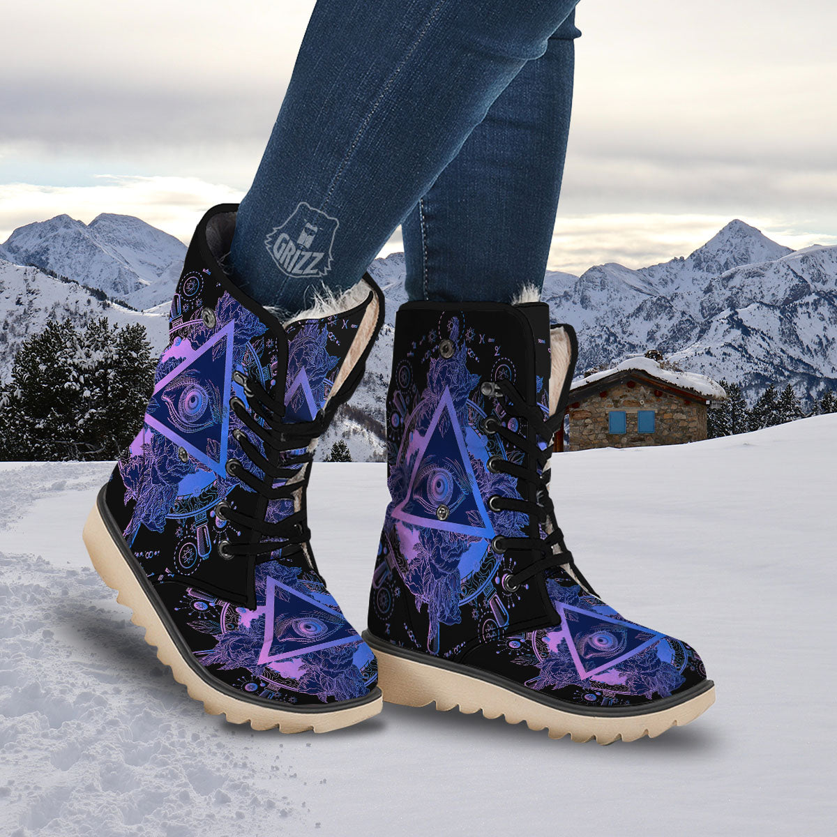 Spiritual Eye Of Providence Print Snow Boots-grizzshop