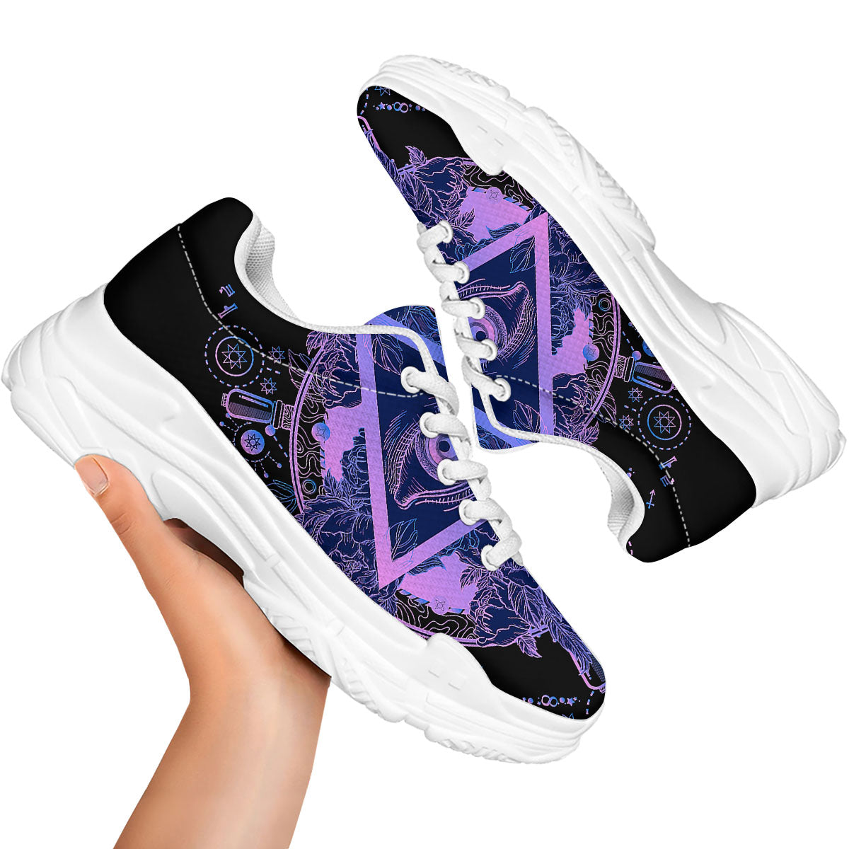 Spiritual Eye Of Providence Print White Chunky Shoes-grizzshop