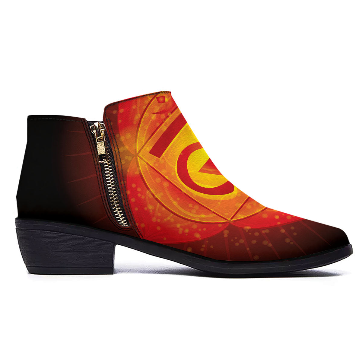 Spiritual Muladhara Chakra Print Ankle Boots-grizzshop