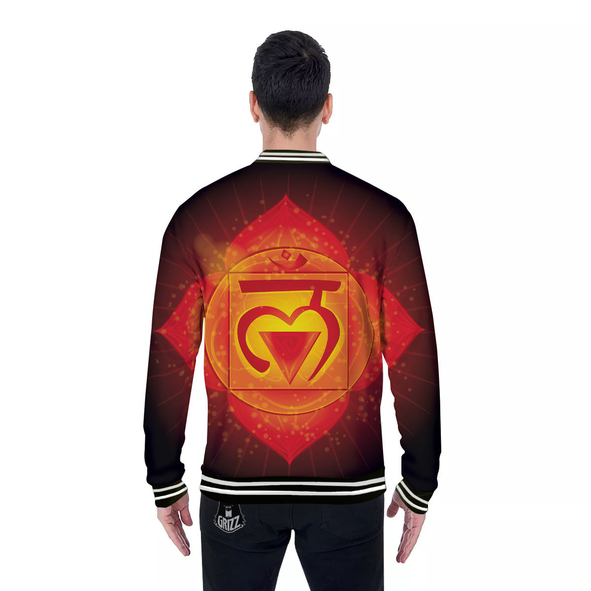 Spiritual Muladhara Chakra Print Baseball Jacket-grizzshop