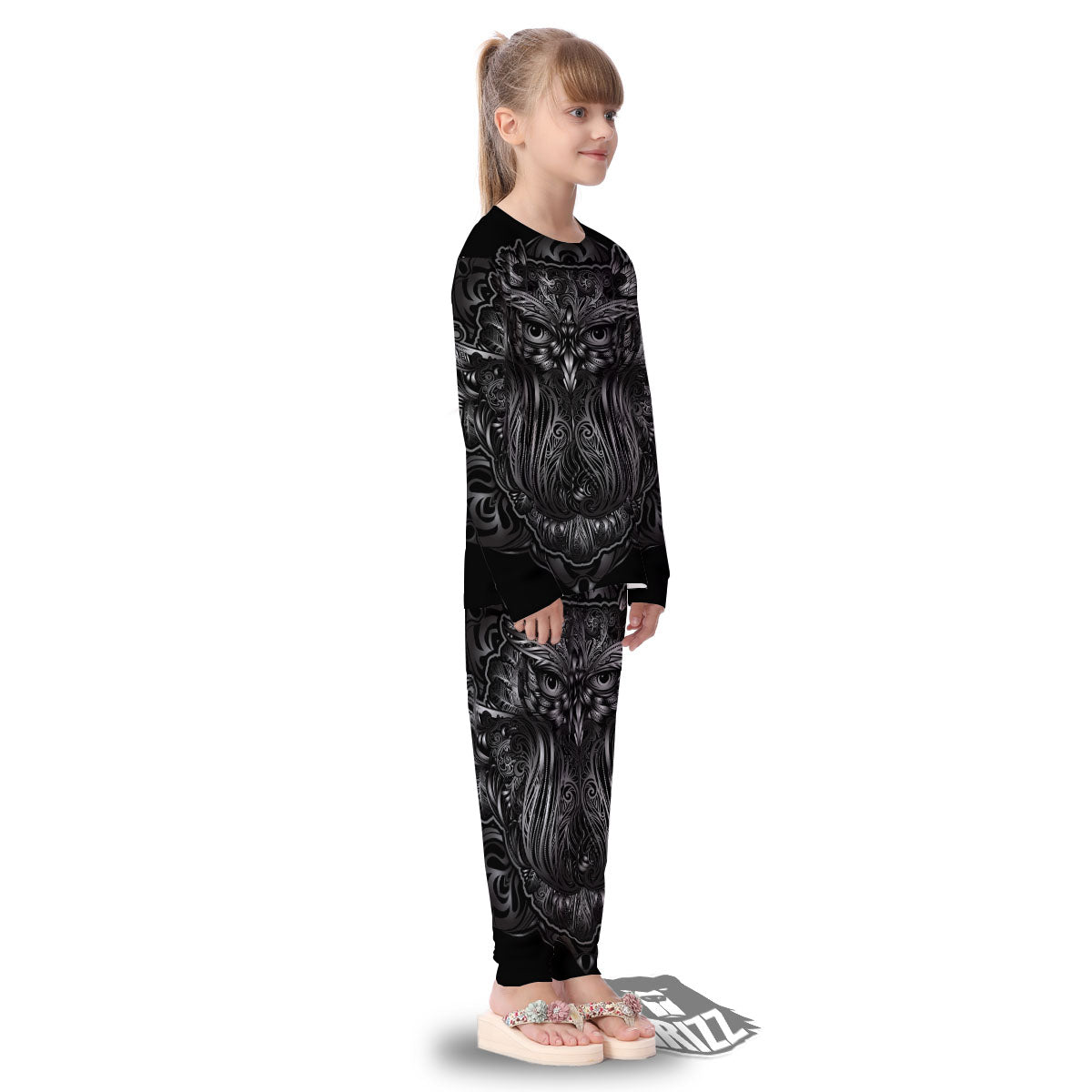 Spiritual Owl Sliver Print Kid's Pajamas-grizzshop