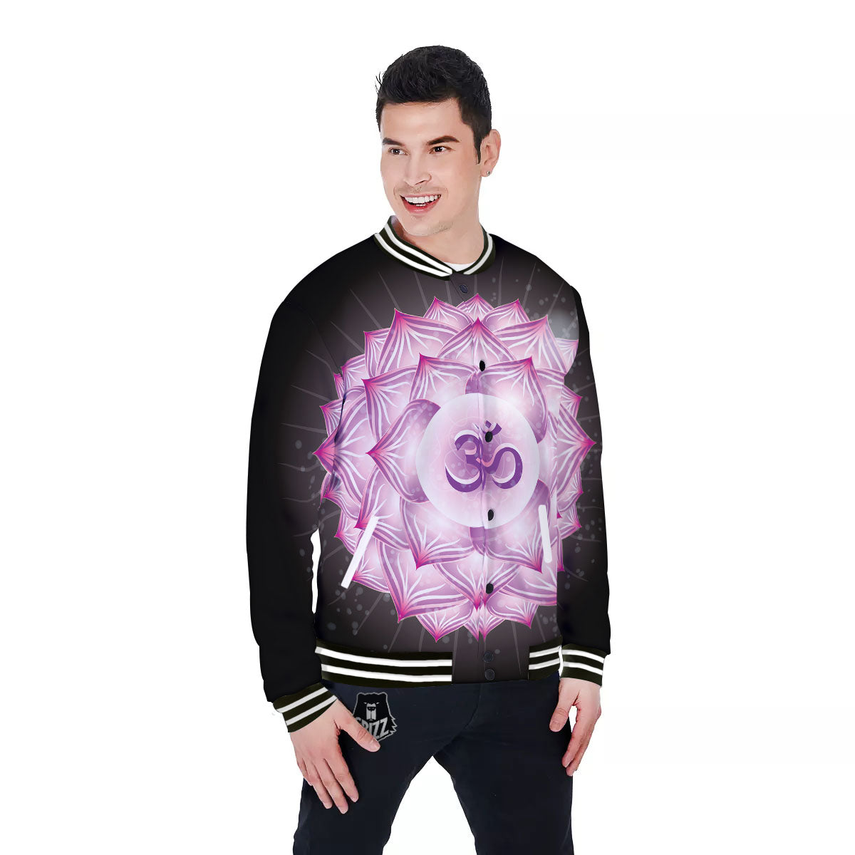 Spiritual Sahasrara Chakra Print Baseball Jacket-grizzshop