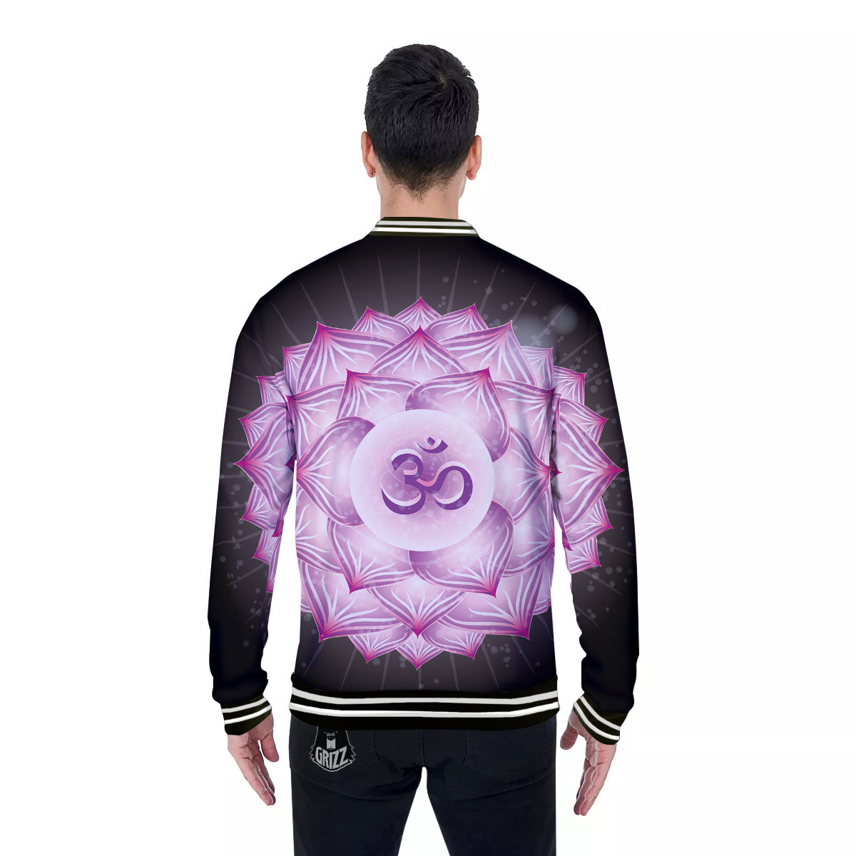 Spiritual Sahasrara Chakra Print Baseball Jacket-grizzshop