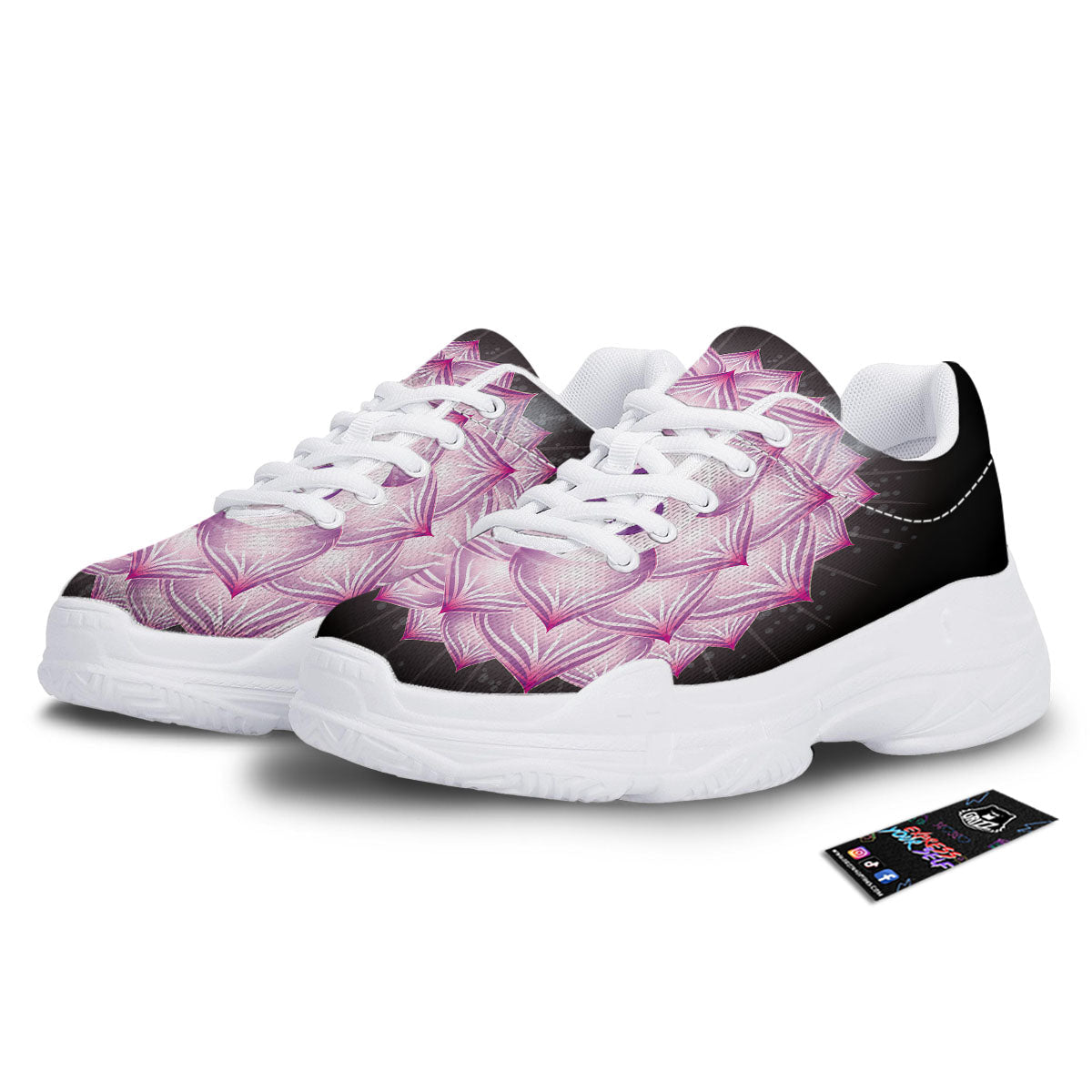 Spiritual Sahasrara Chakra Print White Chunky Shoes-grizzshop