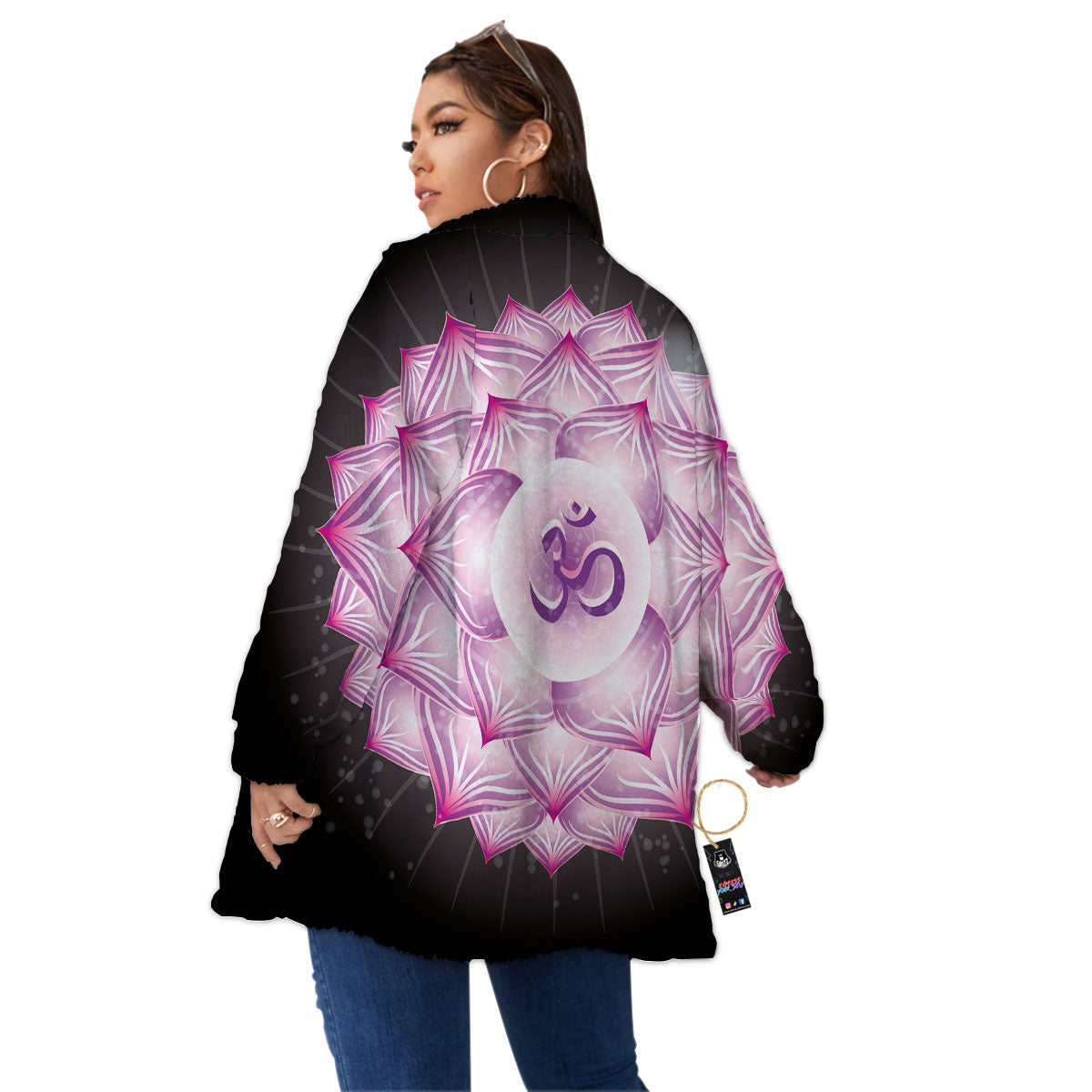Spiritual Sahasrara Chakra Print Women's Sherpa Jacket-grizzshop