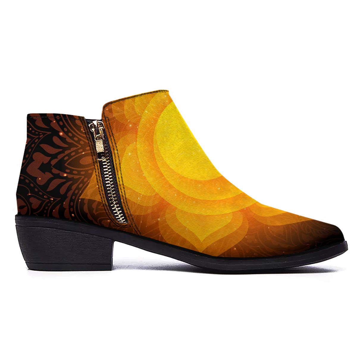 Spiritual Swadhisthana Chakra Print Ankle Boots-grizzshop
