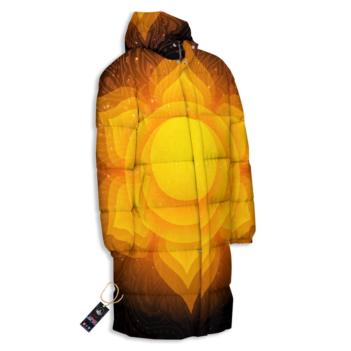 Spiritual Swadhisthana Chakra Print Long Down Jacket-grizzshop