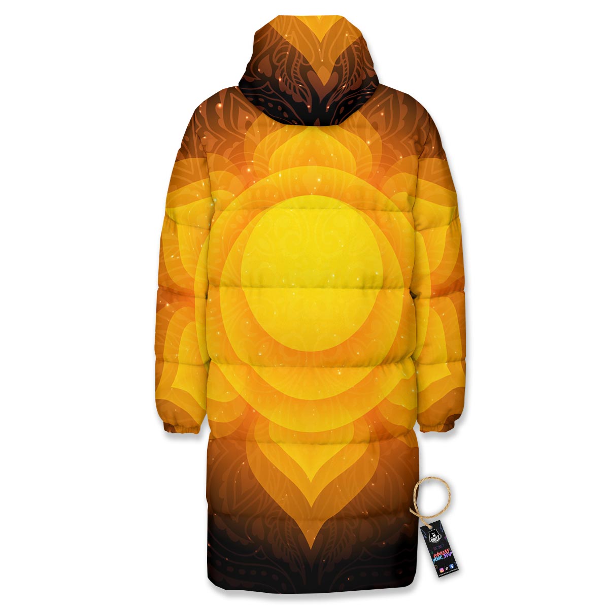 Spiritual Swadhisthana Chakra Print Long Down Jacket-grizzshop