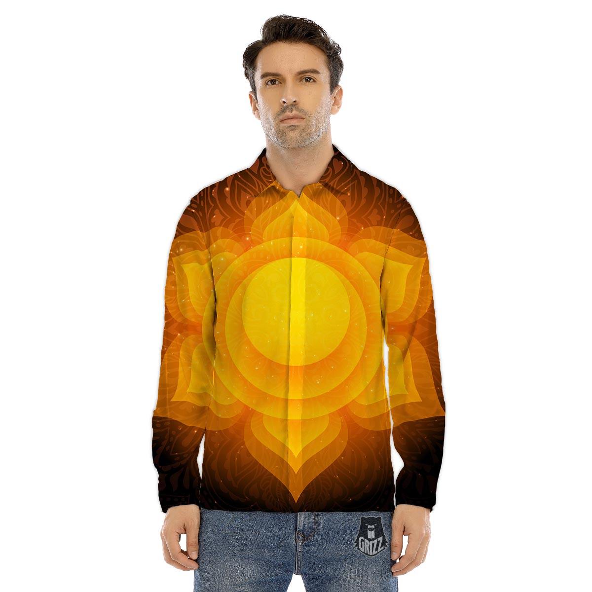 Spiritual Swadhisthana Chakra Print Men's Dress Shirts-grizzshop
