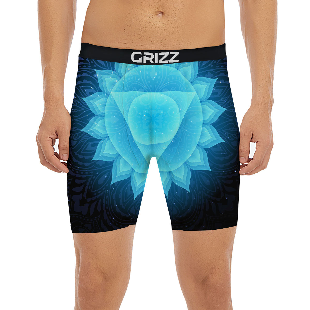 Spiritual Vishuddha Chakra Print Boxer Briefs-grizzshop