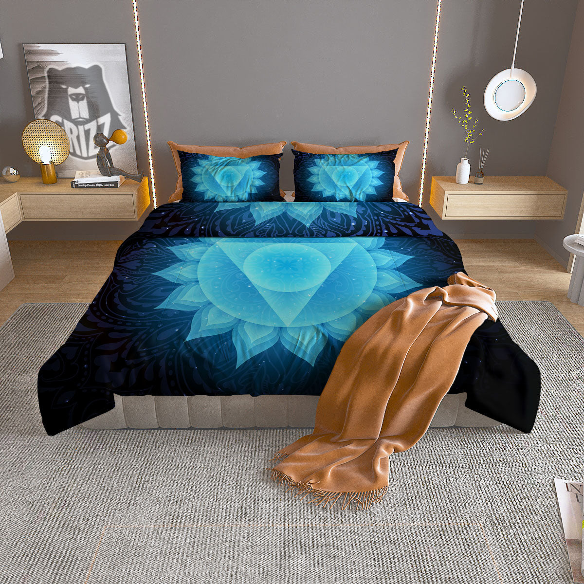 Spiritual Vishuddha Chakra Print Duvet Cover Bedding Set