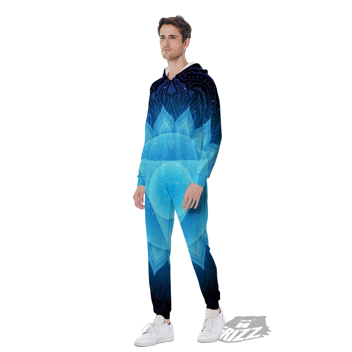 Spiritual Vishuddha Chakra Print Men's Jumpsuit-grizzshop