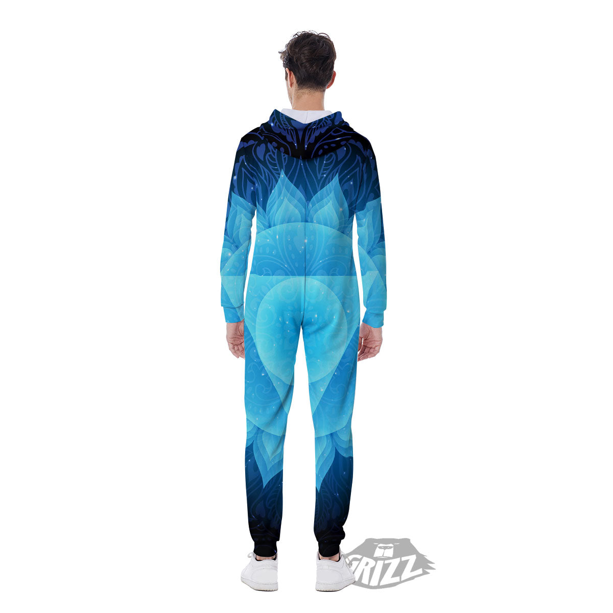Spiritual Vishuddha Chakra Print Men's Jumpsuit-grizzshop