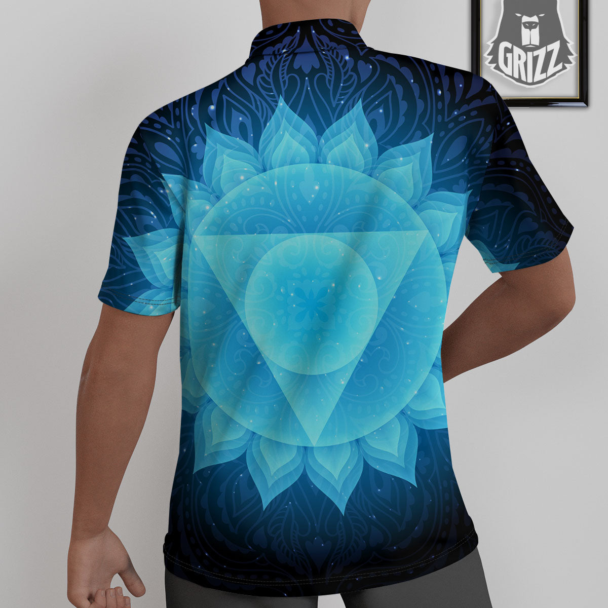 Spiritual Vishuddha Chakra Print Untucked Shirts-grizzshop