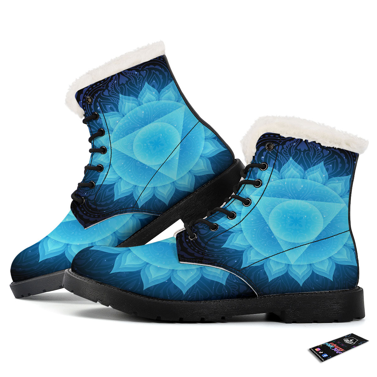 Spiritual Vishuddha Chakra Print Winter Boots-grizzshop