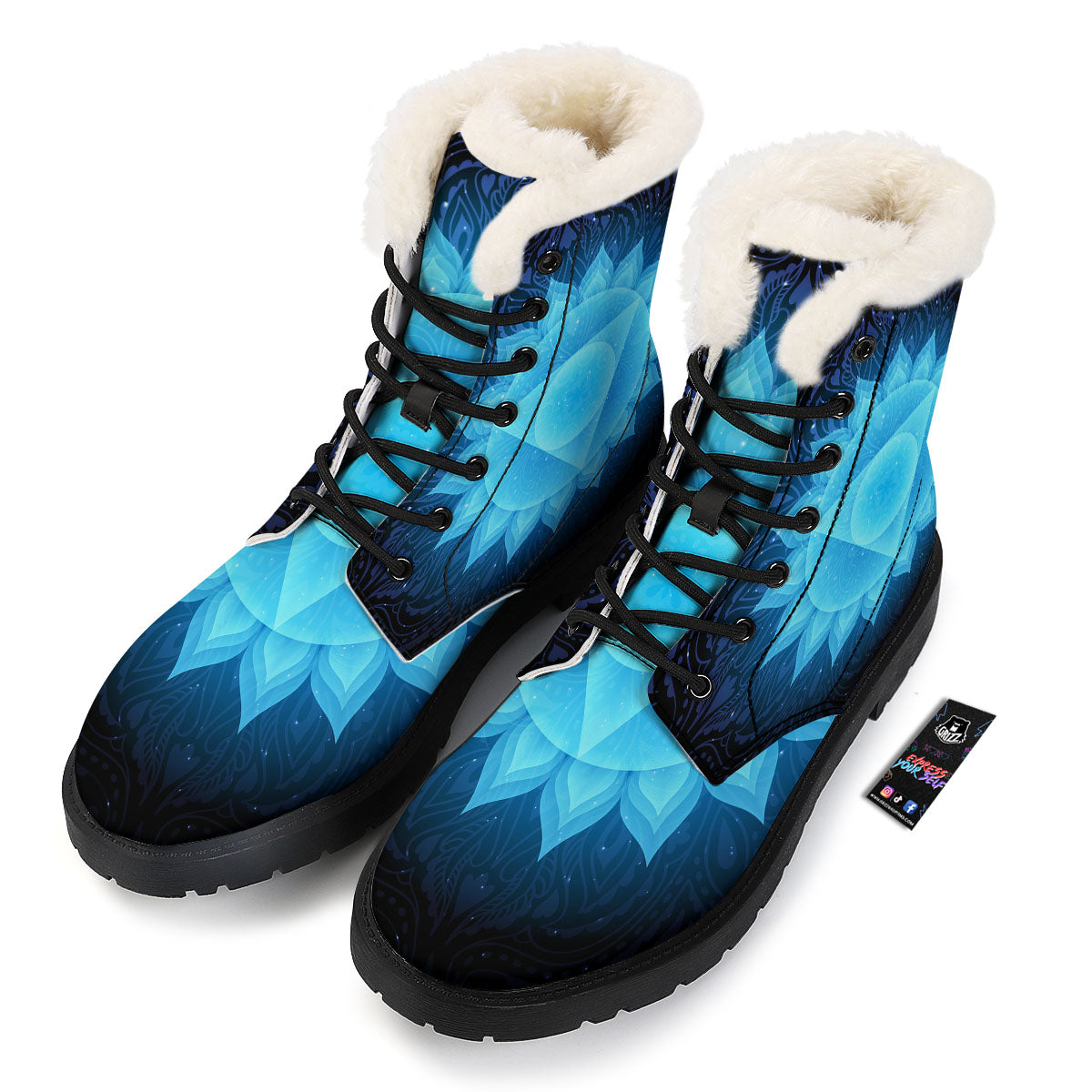 Spiritual Vishuddha Chakra Print Winter Boots-grizzshop