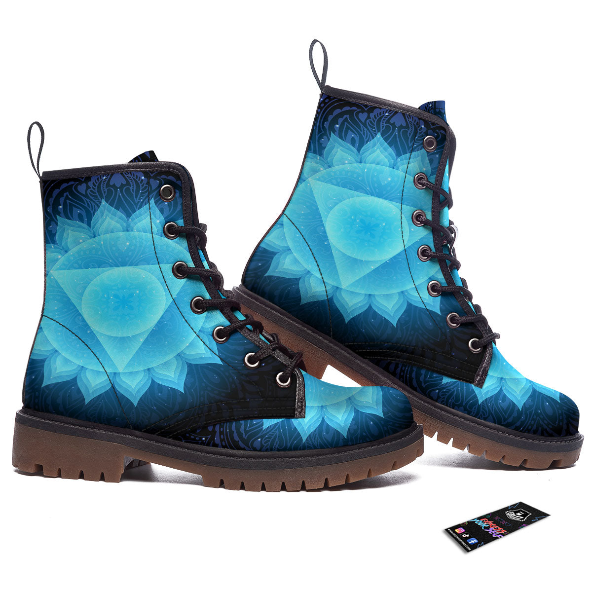 Spiritual Vishuddha Chakra Print Work Boots-grizzshop