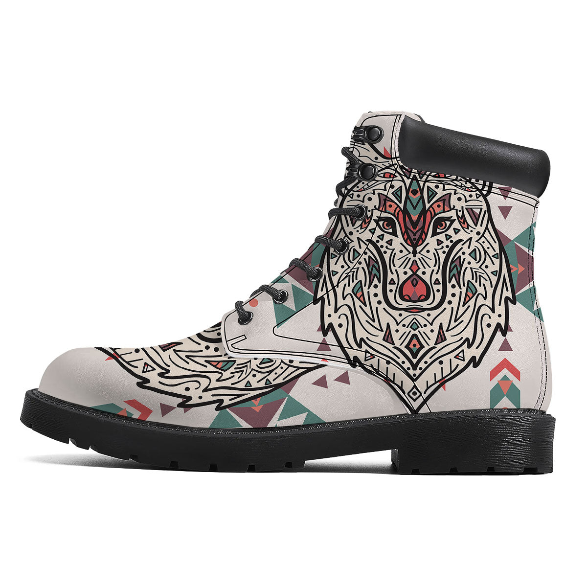 Spiritual Wolf Native American Print Boots-grizzshop