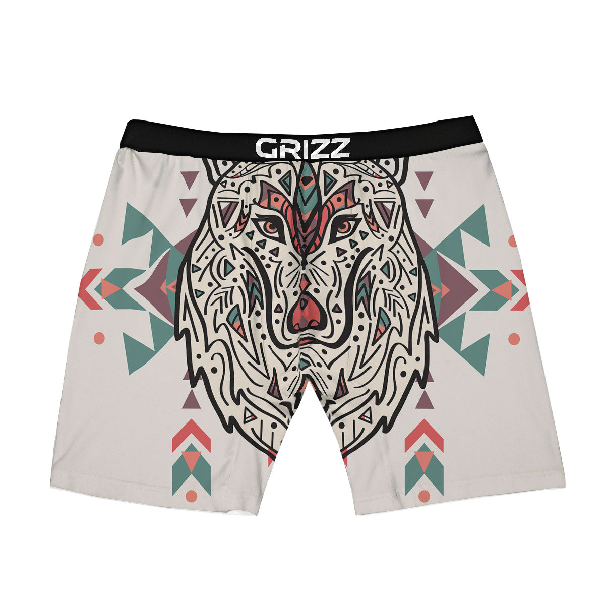 Spiritual Wolf Native American Print Boxer Briefs-grizzshop