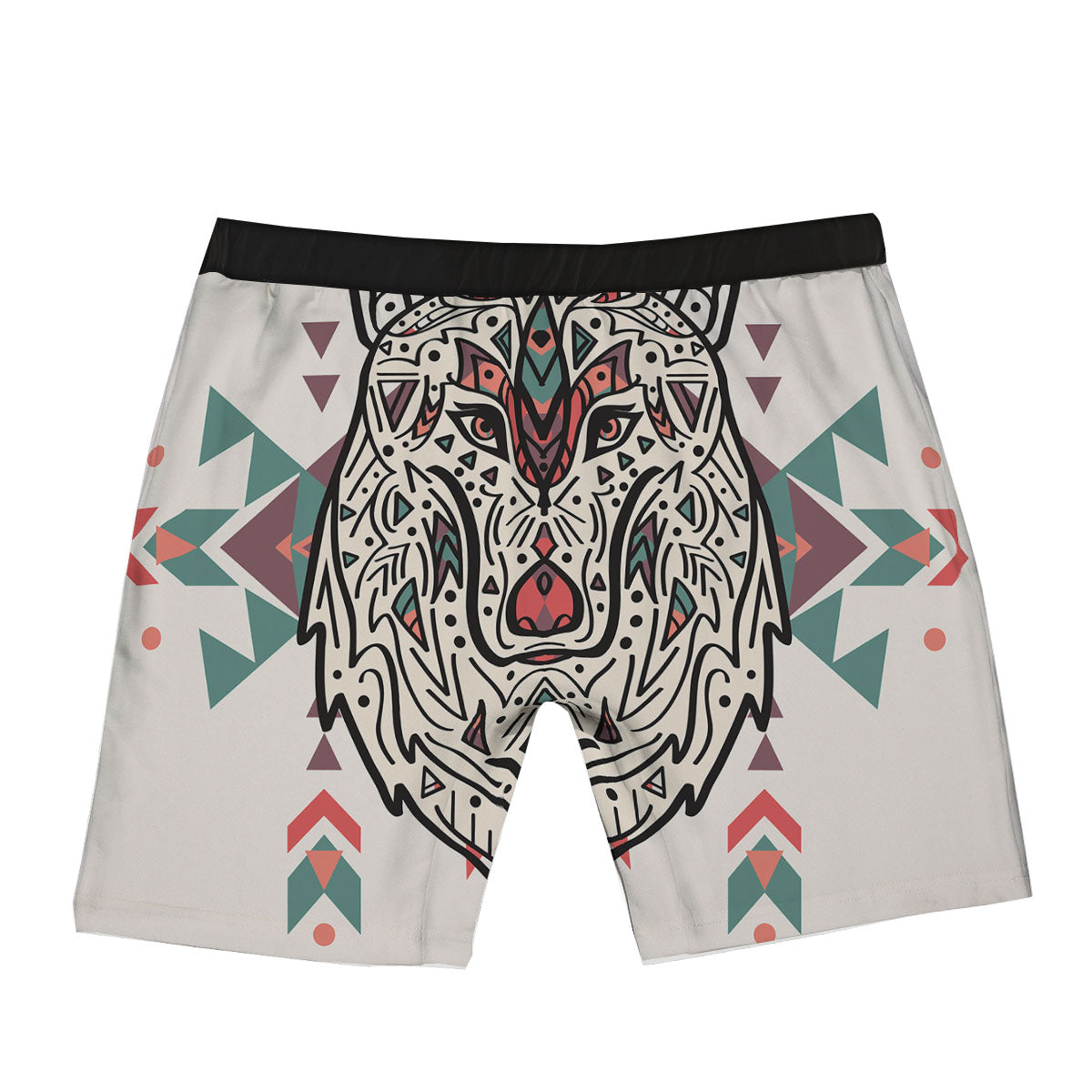 Spiritual Wolf Native American Print Boxer Briefs-grizzshop