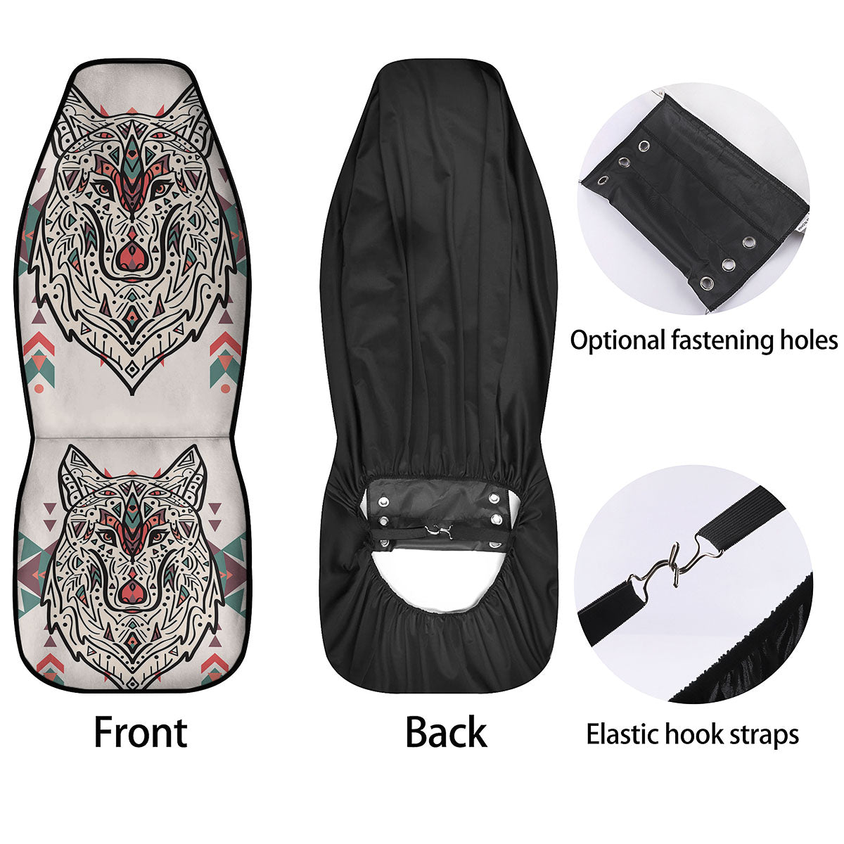 Spiritual Wolf Native American Print Car Seat Covers-grizzshop