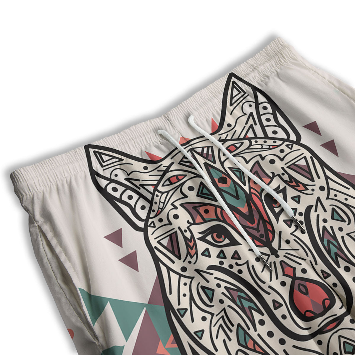 Spiritual Wolf Native American Print Men's Athletic Shorts
