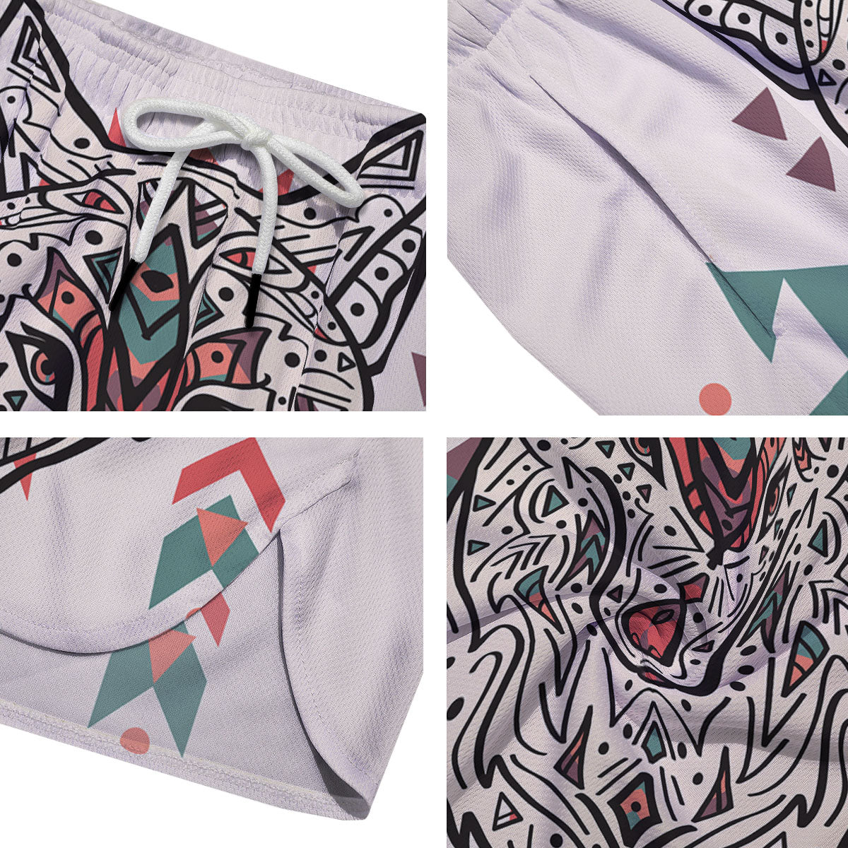 Spiritual Wolf Native American Print Men's Running Shorts-grizzshop