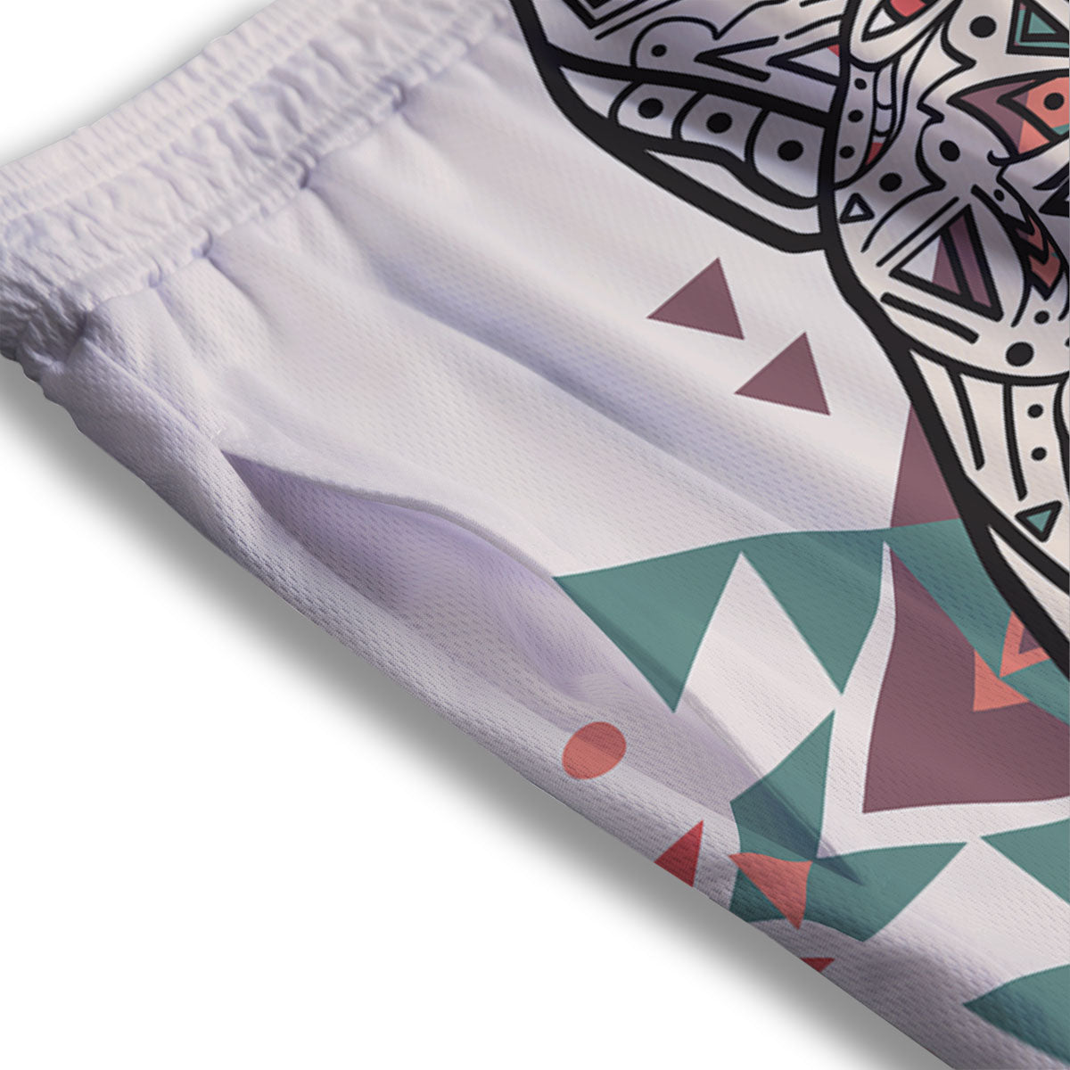 Spiritual Wolf Native American Print Mesh Shorts