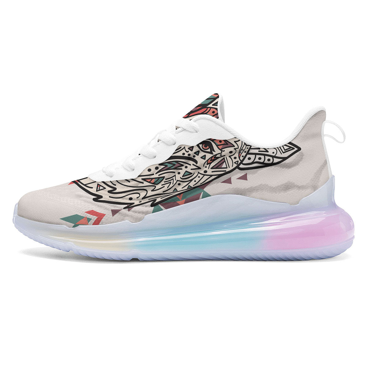 Spiritual Wolf Native American Print Running Sneakers-grizzshop