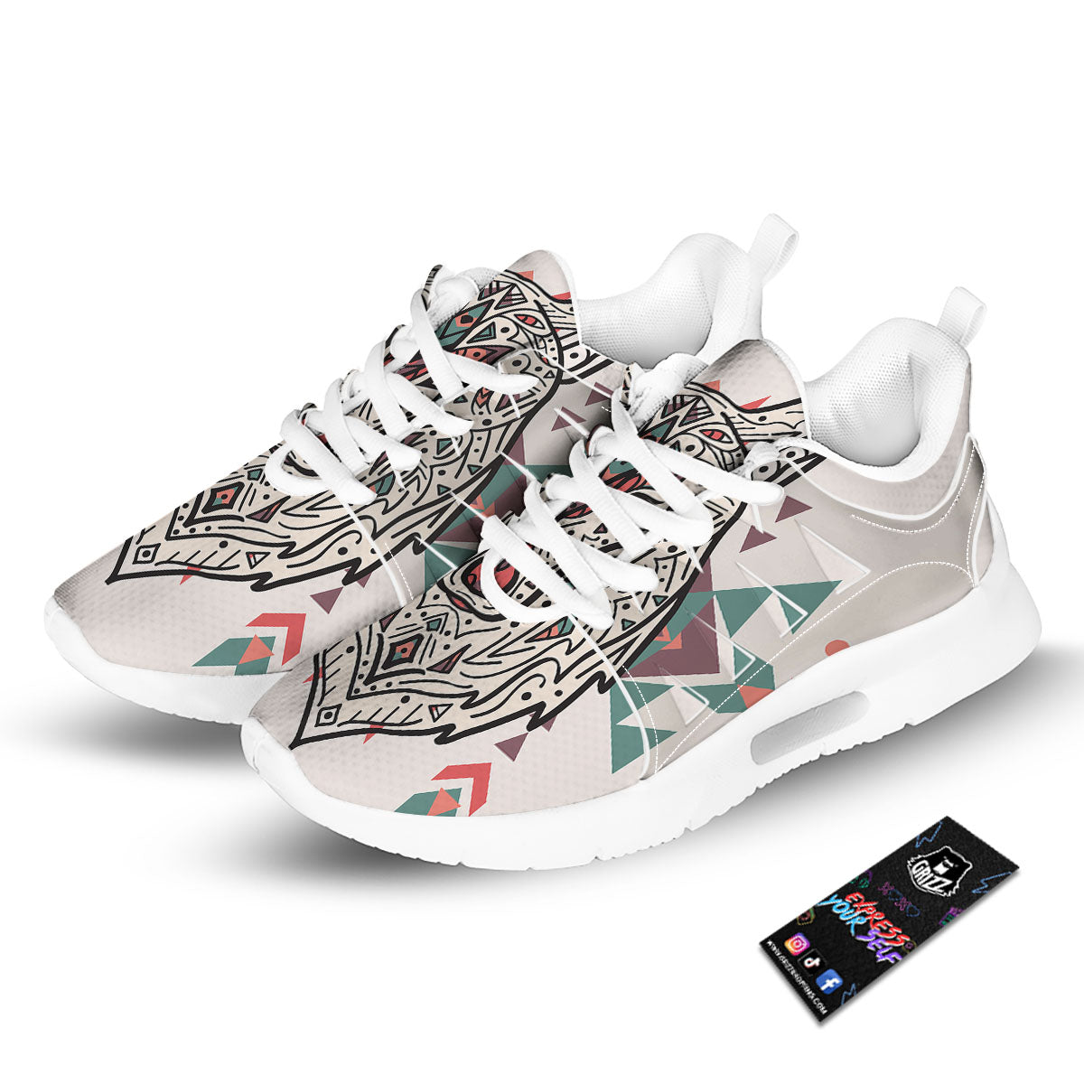 Spiritual Wolf Native American Print Tennis Shoes-grizzshop