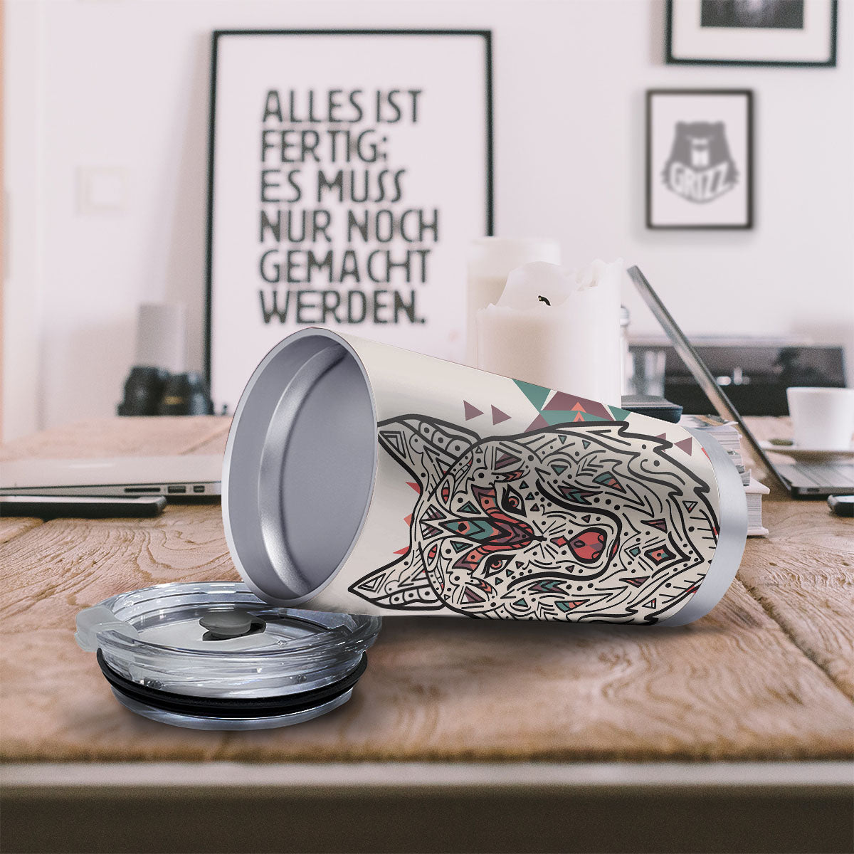 Spiritual Wolf Native American Print Tumbler-grizzshop