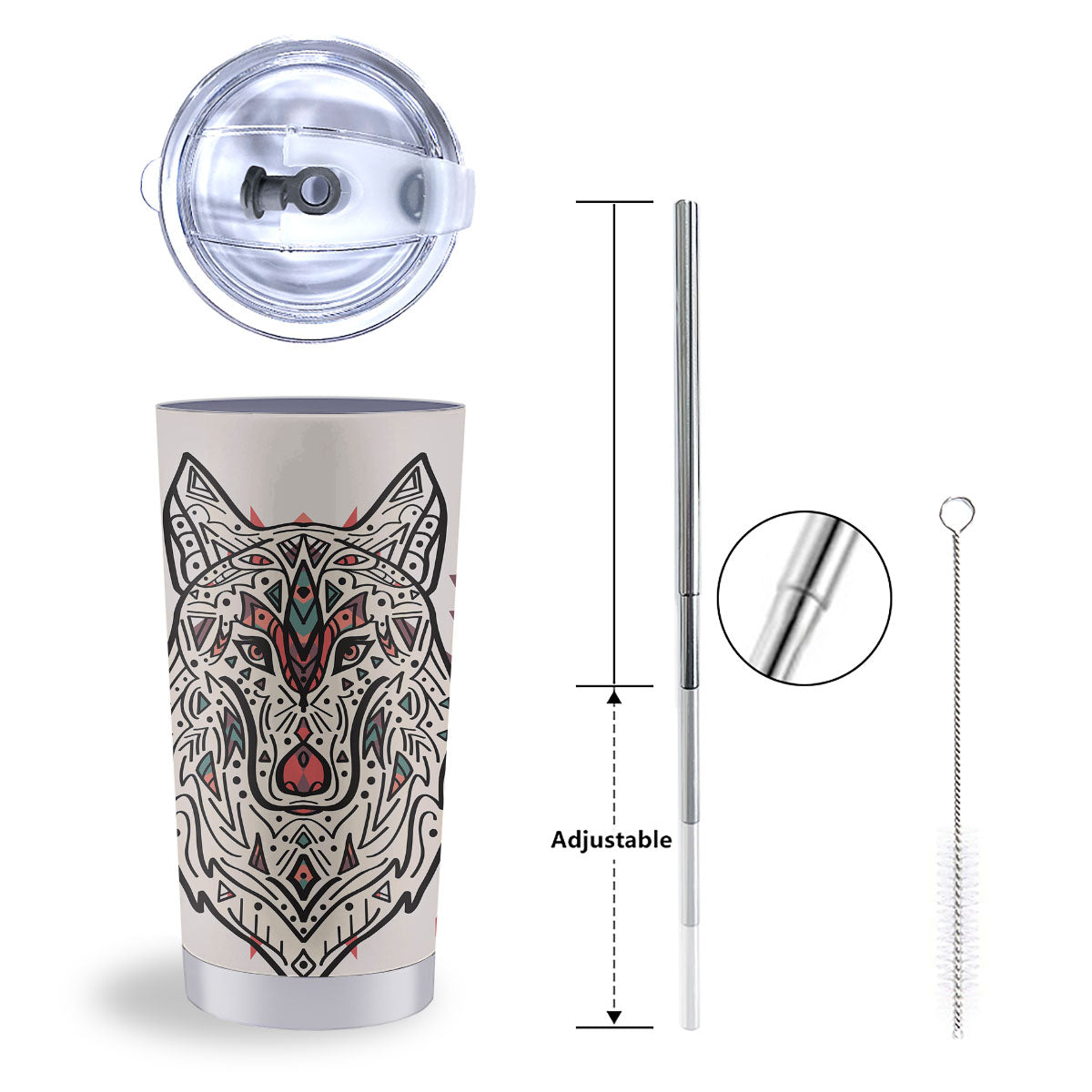 Spiritual Wolf Native American Print Tumbler-grizzshop
