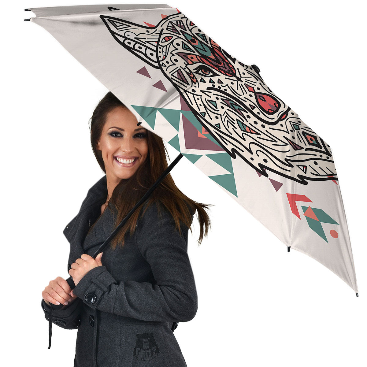 Spiritual Wolf Native American Print Umbrella-grizzshop