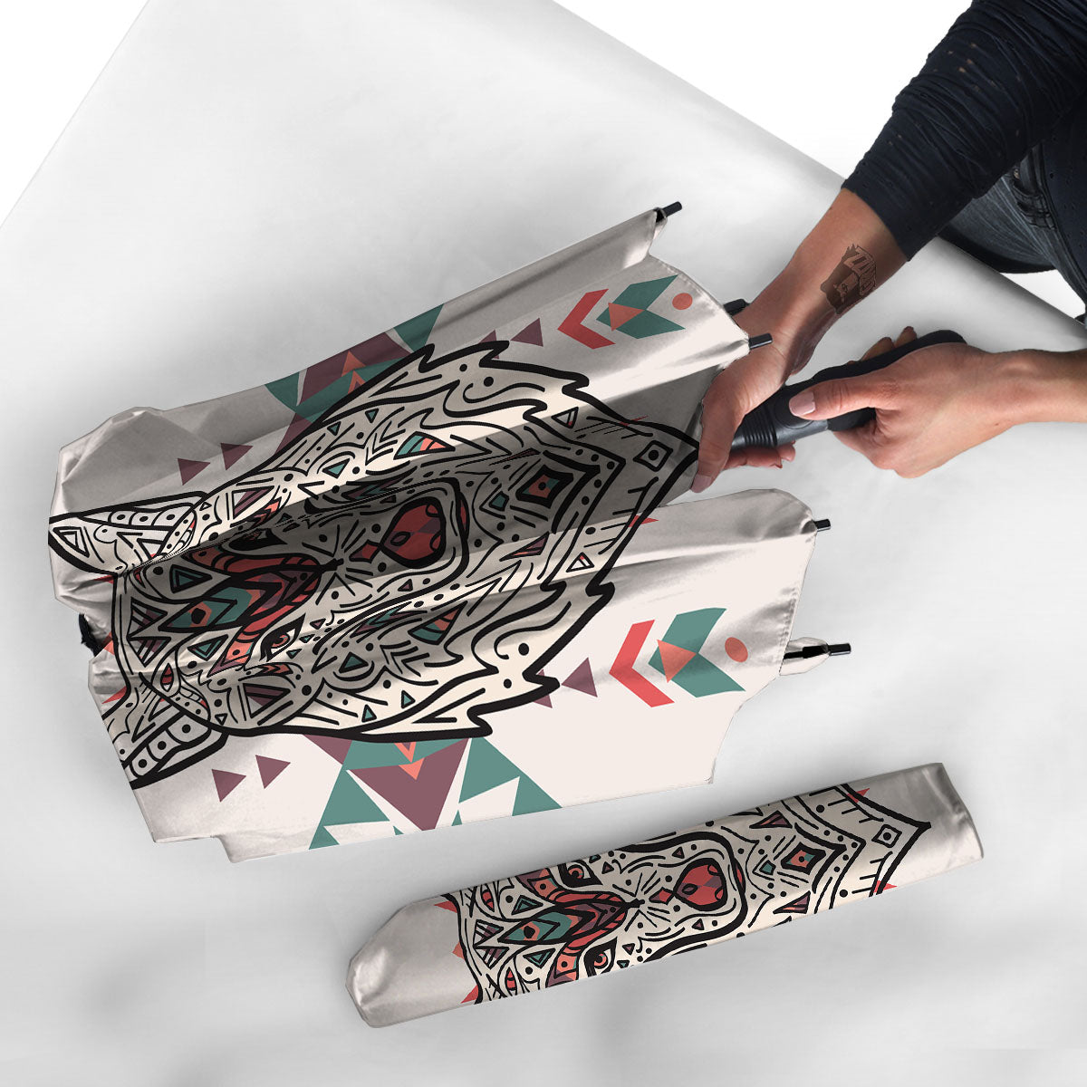 Spiritual Wolf Native American Print Umbrella-grizzshop