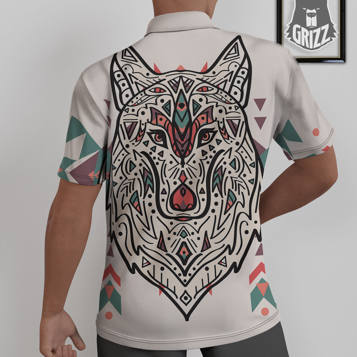 Spiritual Wolf Native American Print Untucked Shirts-grizzshop