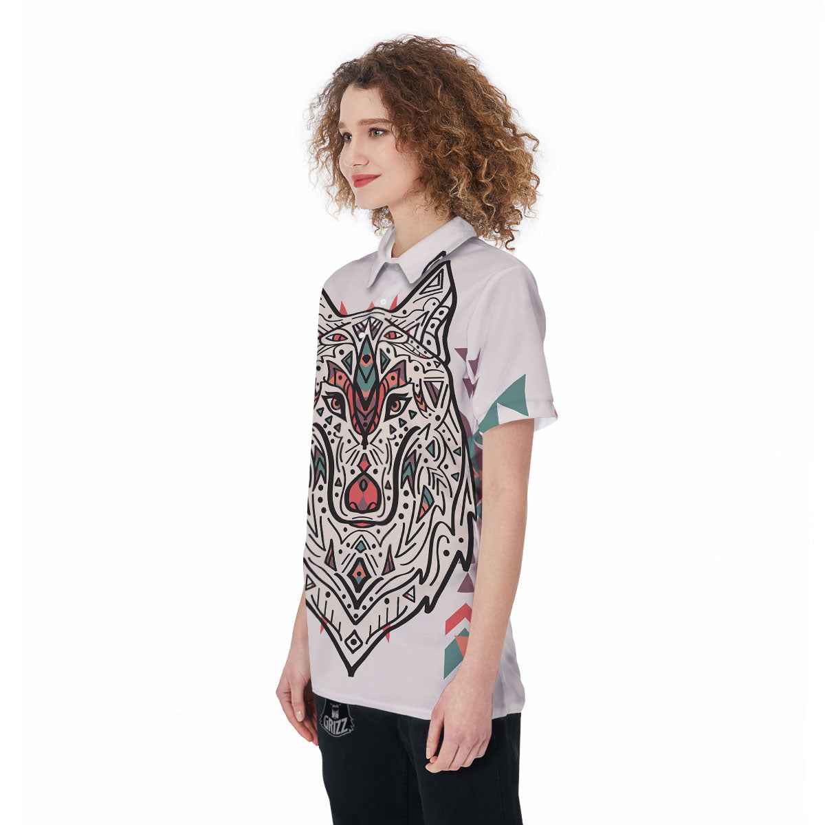 Spiritual Wolf Native American Print Women's Golf Shirts-grizzshop