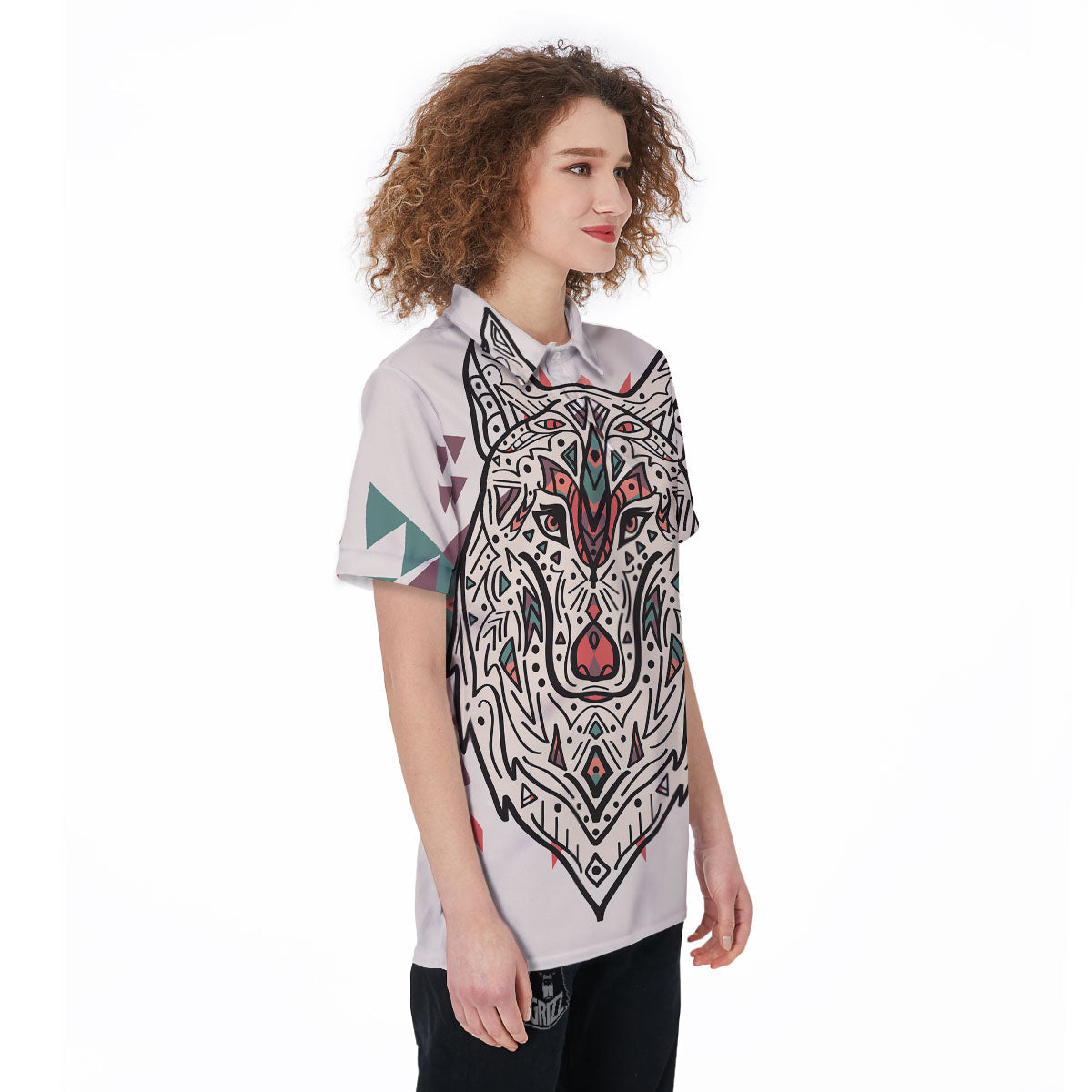 Spiritual Wolf Native American Print Women's Golf Shirts-grizzshop