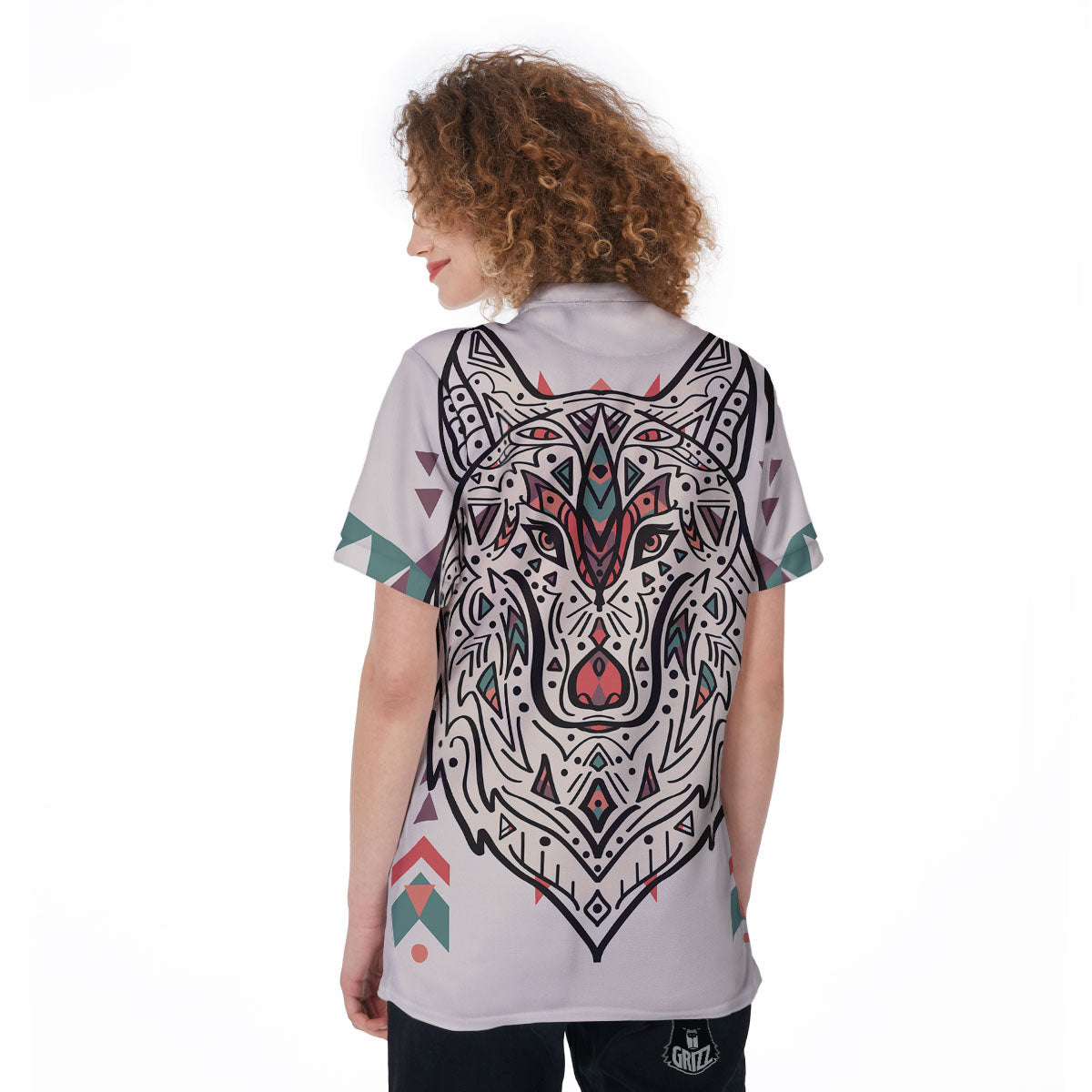Spiritual Wolf Native American Print Women's Golf Shirts-grizzshop