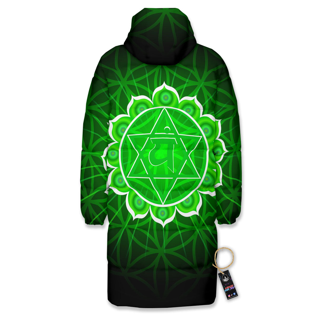 Spiritual Anahata Chakra Print Long Down Jacket