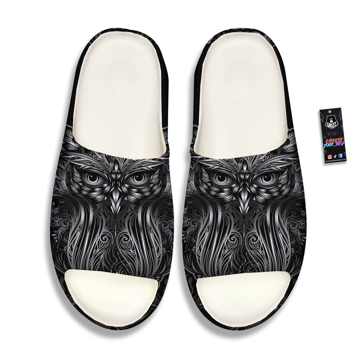 Spiritual Owl Sliver Print Sandals-grizzshop
