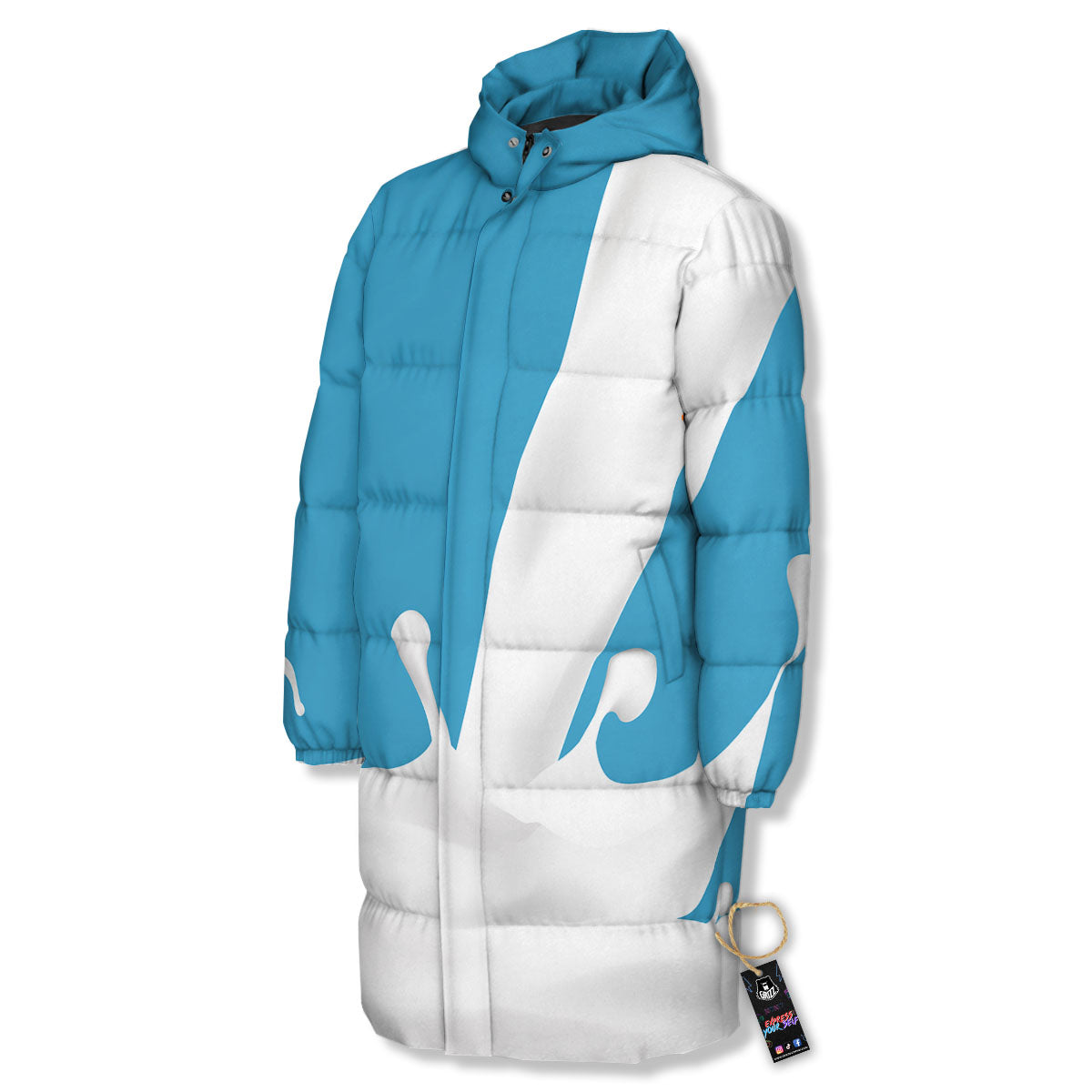 Splash Milk Print Long Down Jacket-grizzshop