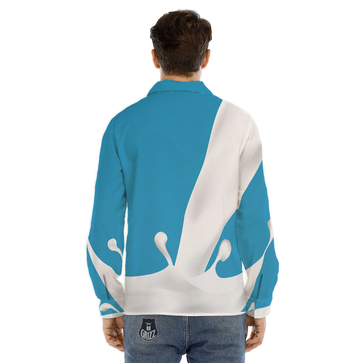 Splash Milk Print Men's Dress Shirts-grizzshop