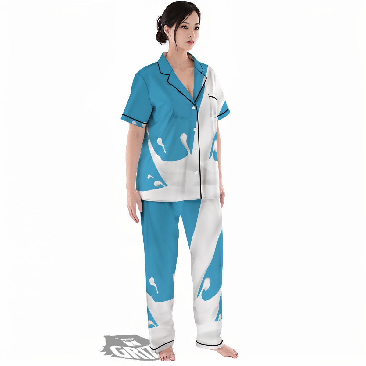 Splash Milk Print Women's Pajamas Set-grizzshop