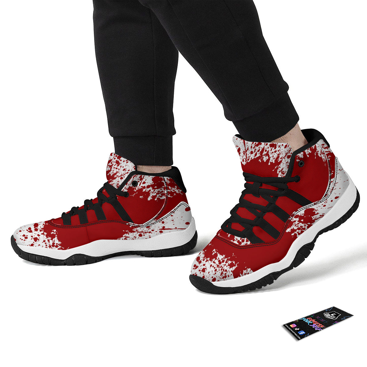 Splashed Blood Print Black Bball Shoes-grizzshop